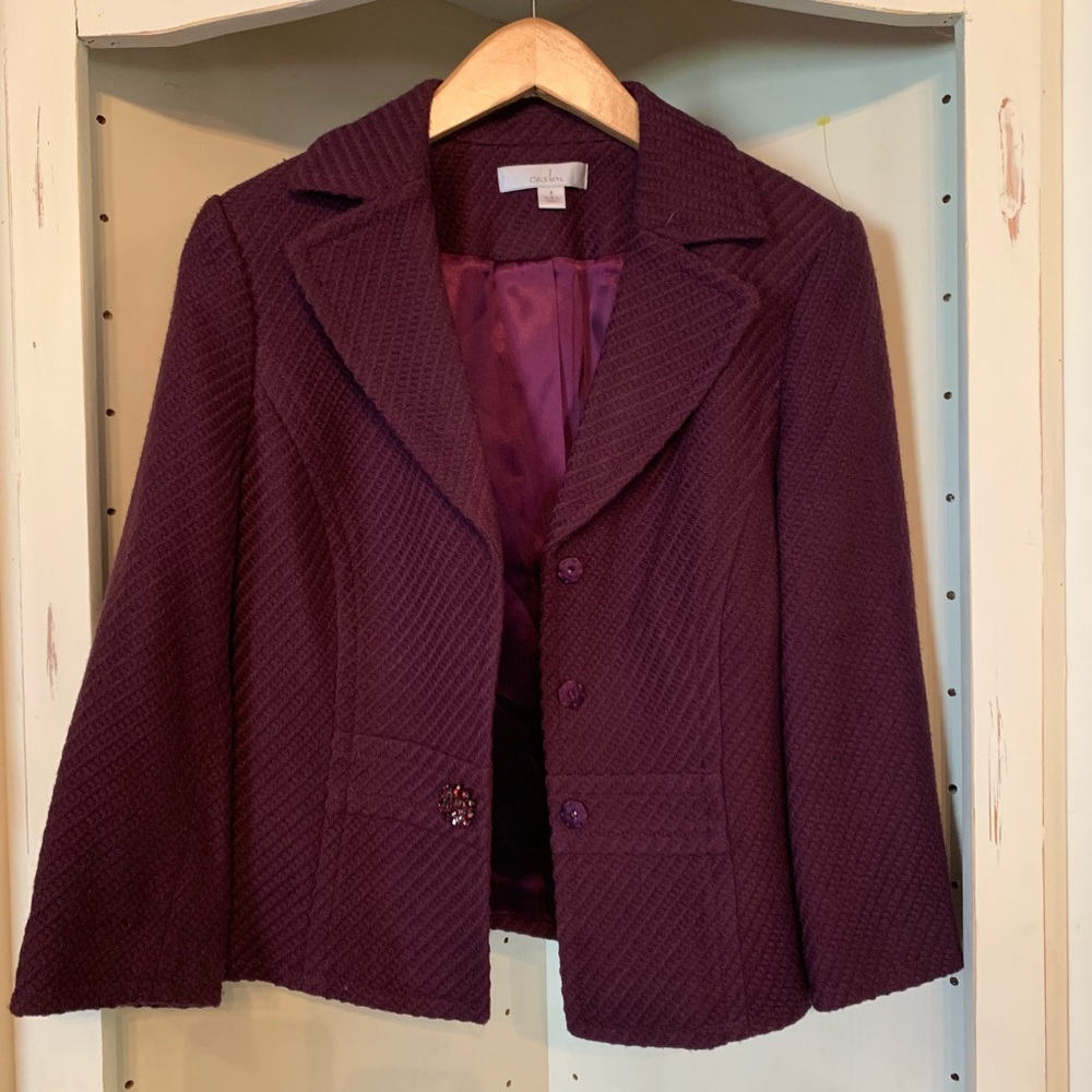 HP Caslon Textured Blazer Royal Purple